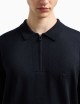 Polo-shirt collar jumper in pure virgin wool blue navy