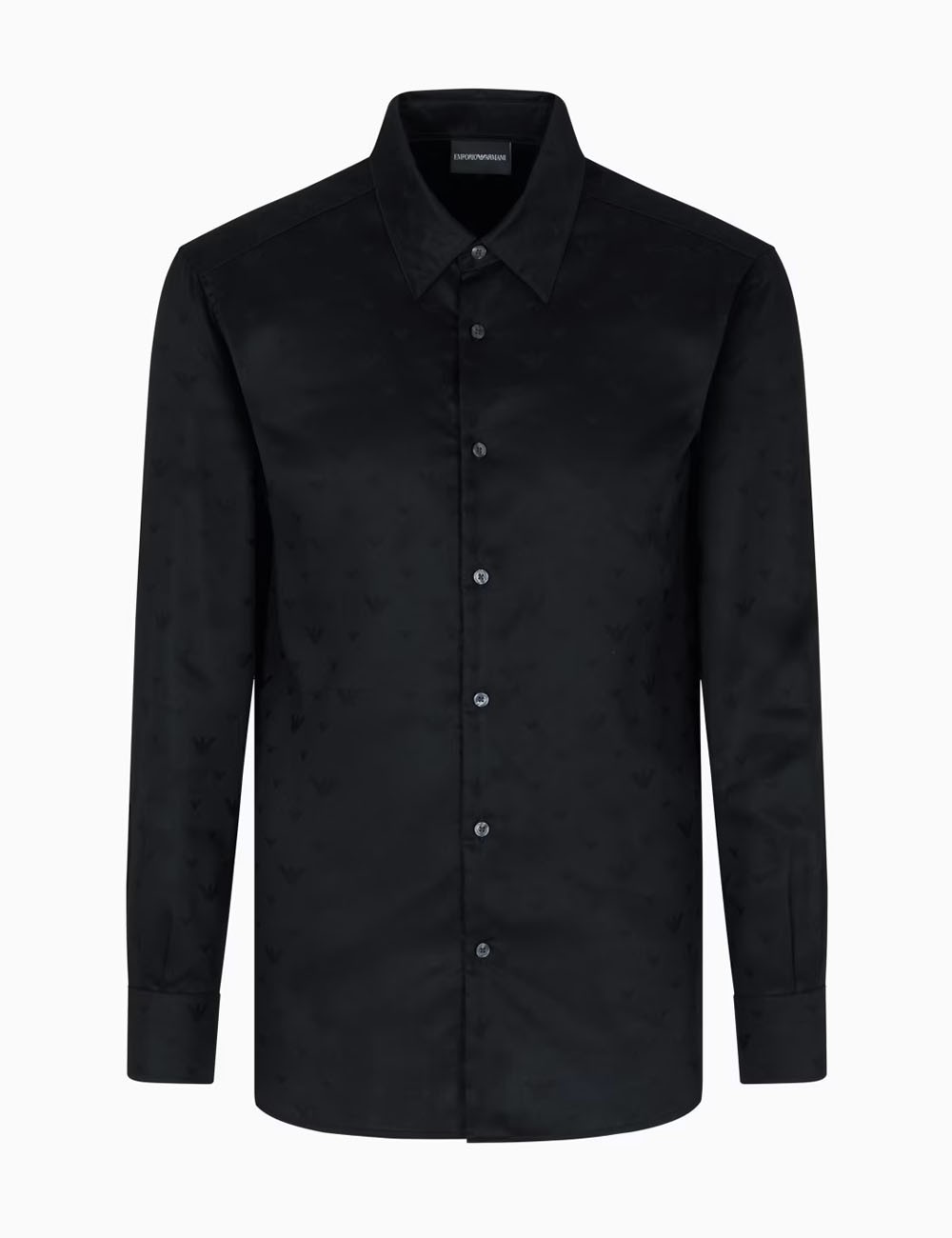Camicia in lyocell jacquard con aquile all over nera