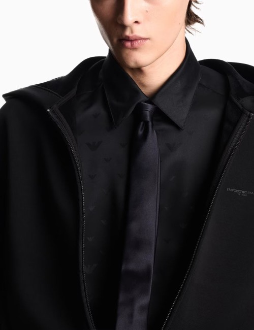 Camicia in lyocell jacquard con aquile all over nera