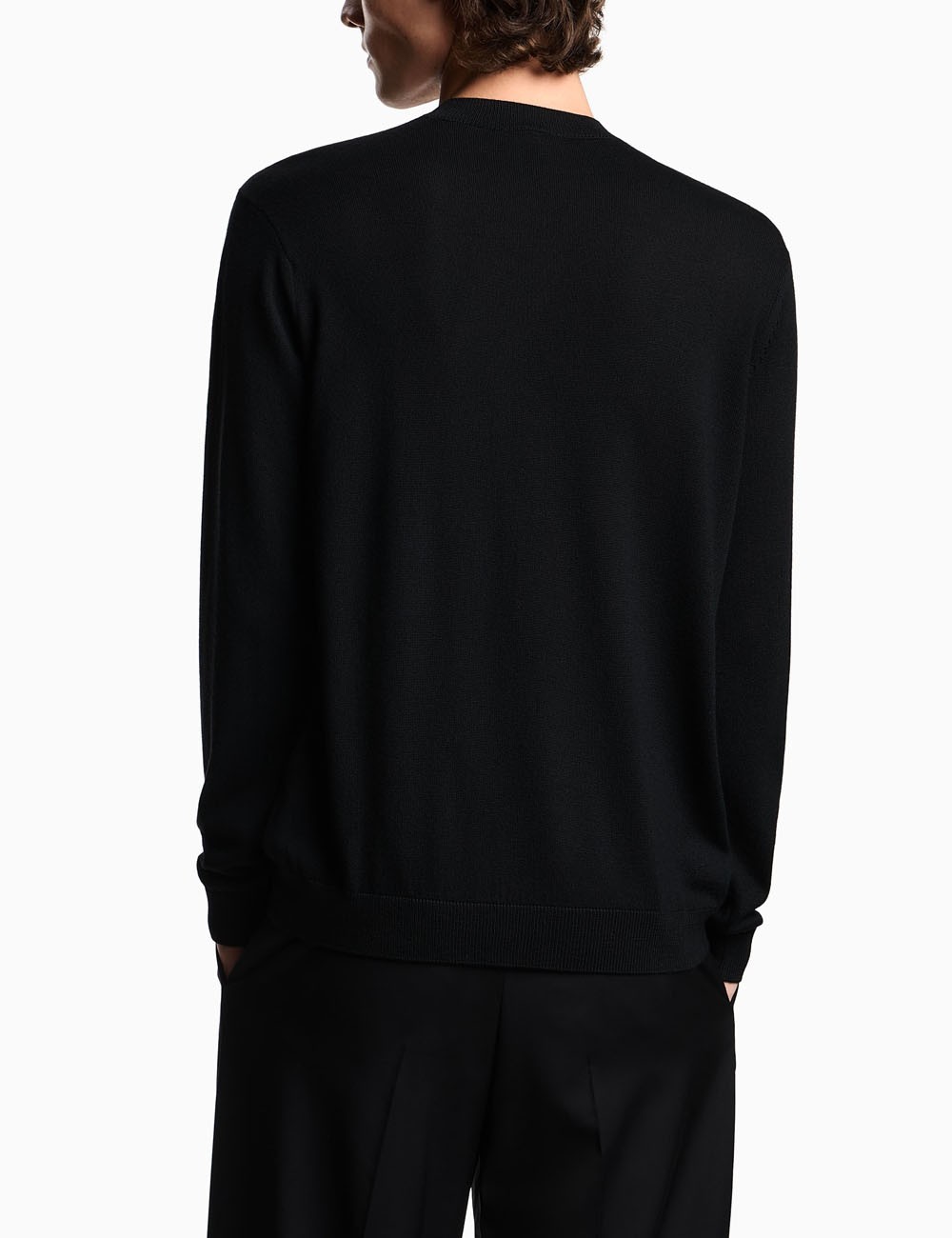 Maglione in lana vergine rasata con patch aquila black