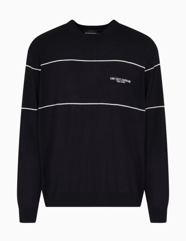 Maglione in lana vergine con logo jacquard ble