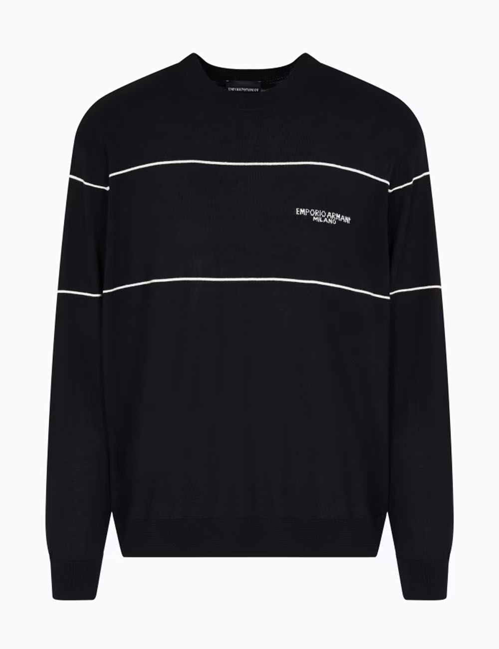 Virgin-wool jumper with jacquard logo blue