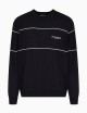 Virgin-wool jumper with jacquard logo blue