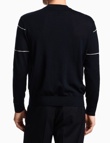 Maglione in lana vergine con logo jacquard ble
