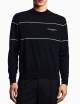 Virgin-wool jumper with jacquard logo blue