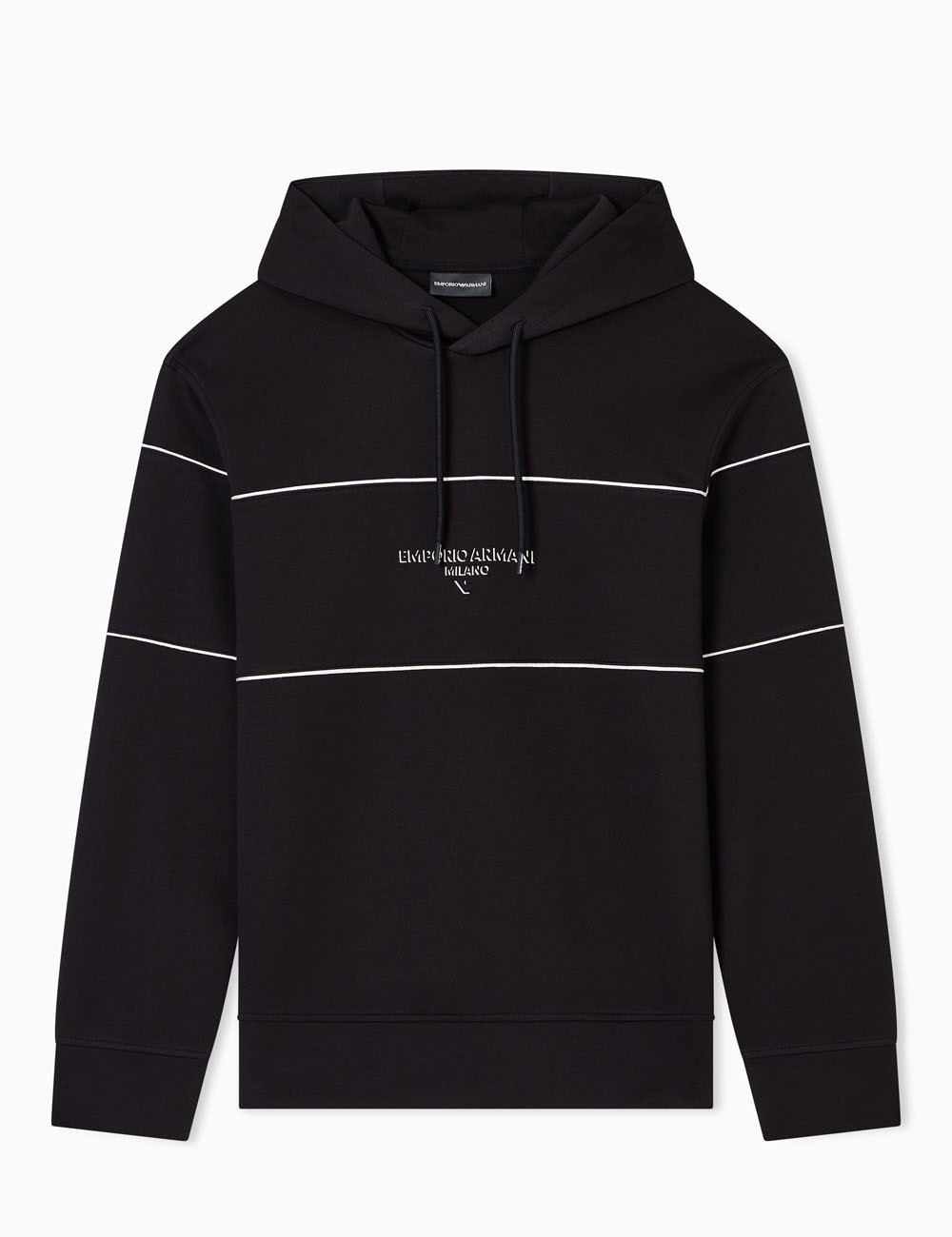 Felpa con cappuccio in double jersey con logo effetto 3D nera