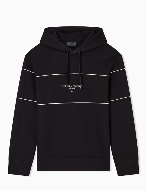 Double-jersey hooded sweatshirt with 3D-effect logo black