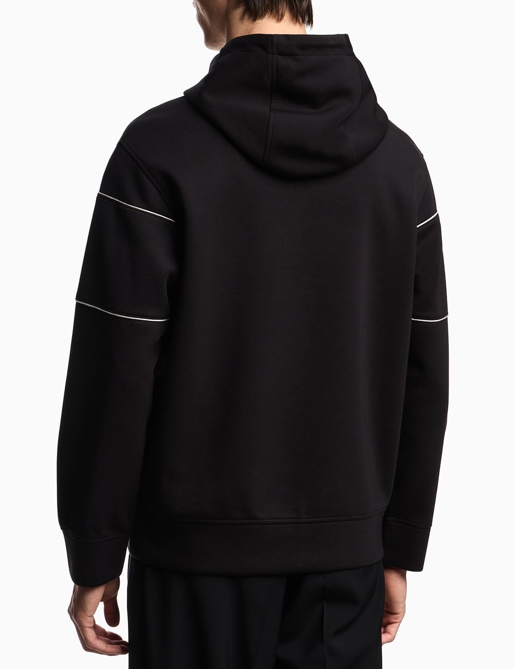 Double-jersey hooded sweatshirt with 3D-effect logo black