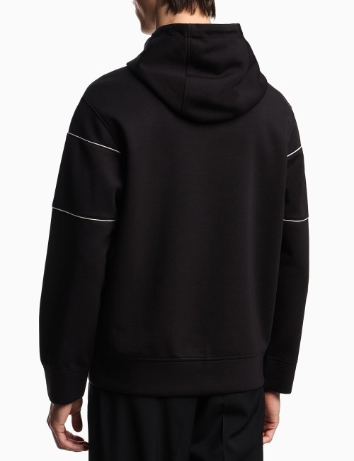 Double-jersey hooded sweatshirt with 3D-effect logo black
