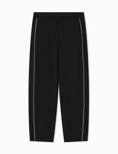 Double-jersey trousers with piping black