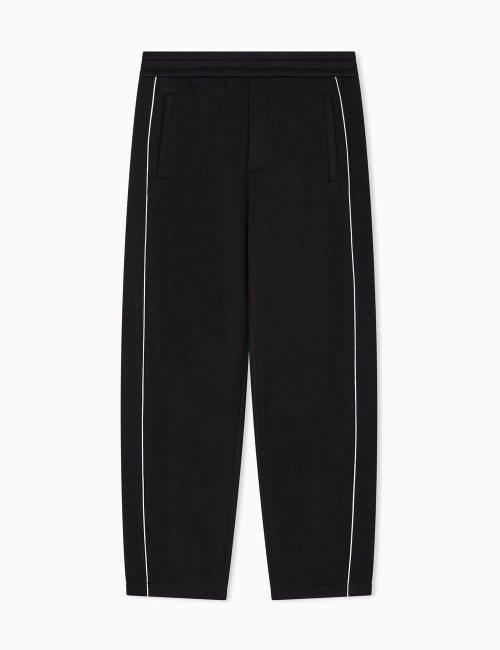 Pantaloni in double jersey con piping neri