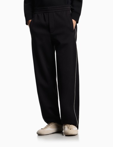 Double-jersey trousers with piping black