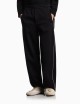 Pantaloni in double jersey con piping neri