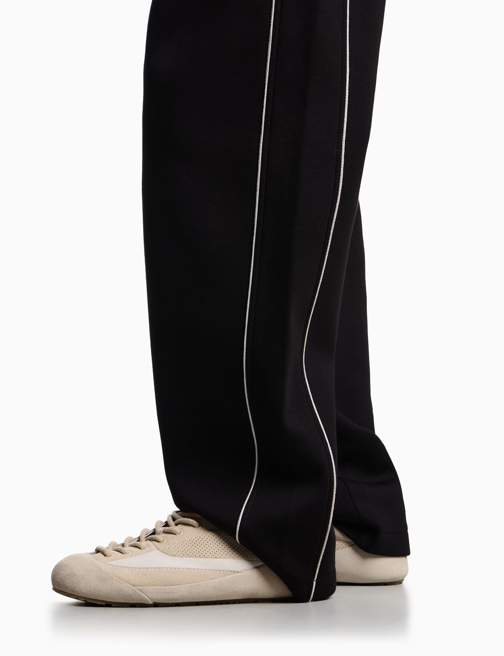 Double-jersey trousers with piping black