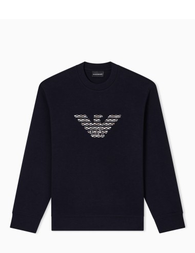 Felpa con maxi ricamo in double jersey ASV blu navy
