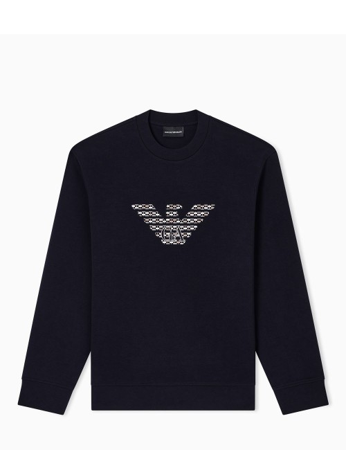 ASV double-jersey sweatshirt with oversized embroidery blue navy
