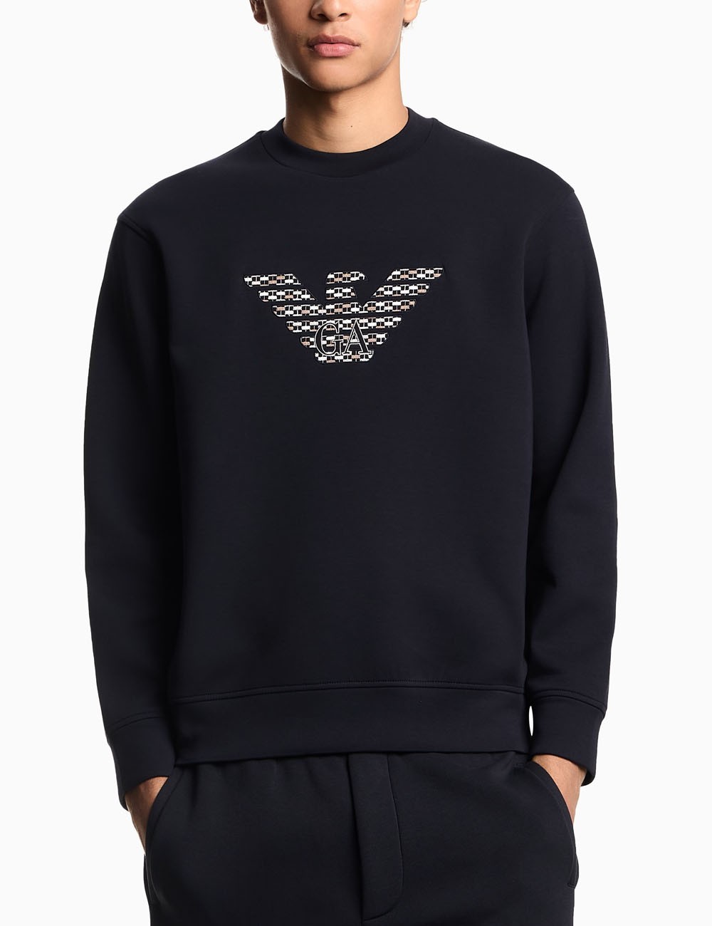 ASV double-jersey sweatshirt with oversized embroidery blue navy
