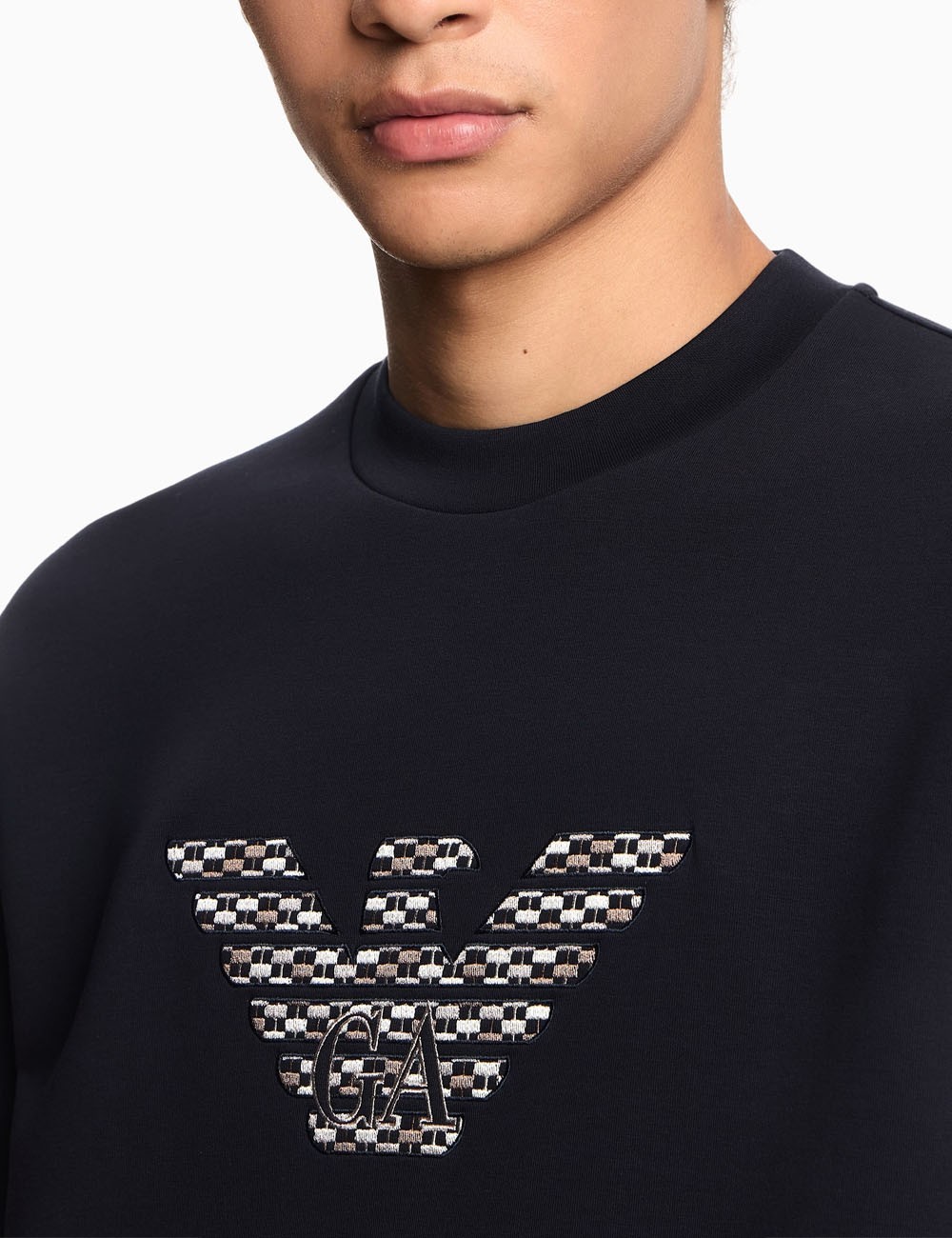 ASV double-jersey sweatshirt with oversized embroidery blue navy