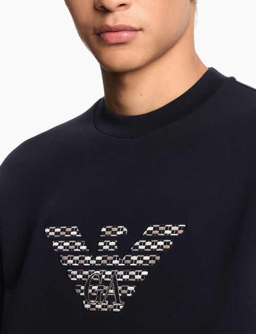 Felpa con maxi ricamo in double jersey ASV blu navy
