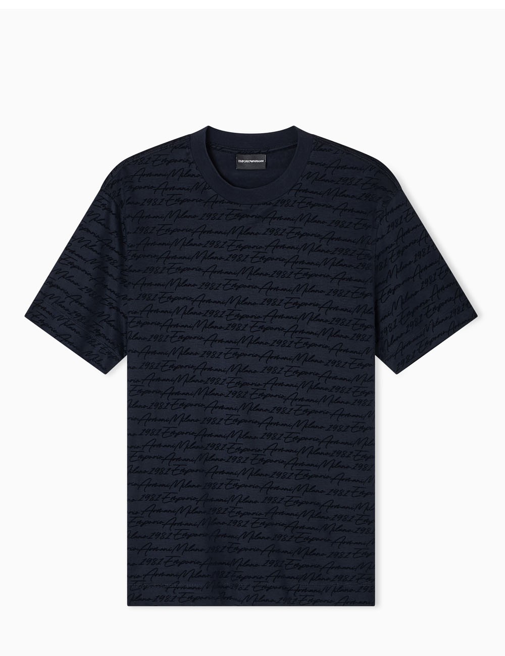 ASV Lyocell-blend jersey T-shirt with all-over flocked logo navy blue