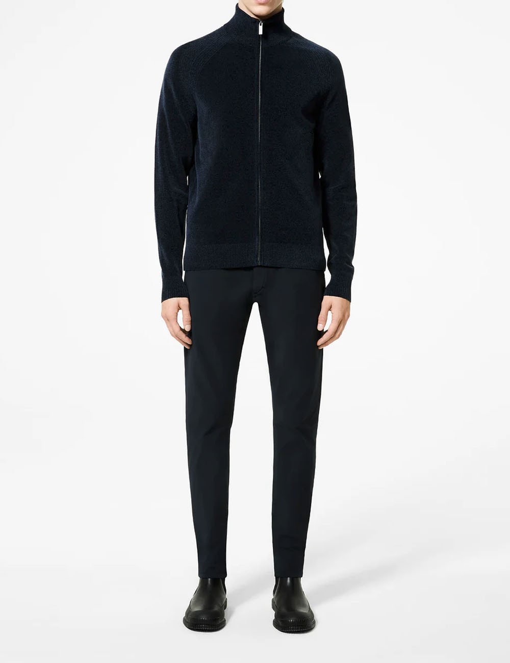 Velvet Full Zip Knit blue black