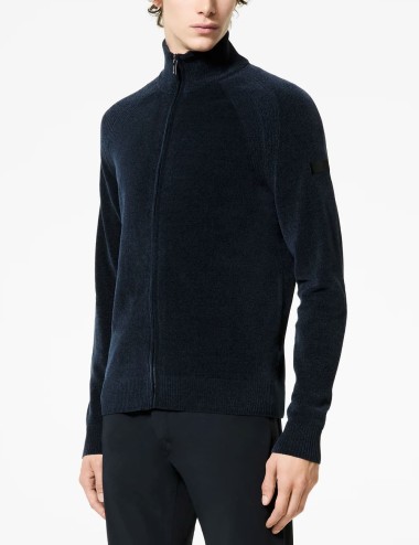 Velvet Full Zip Knit blue black