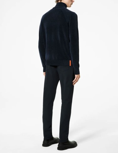 Velvet Full Zip Knit blue black
