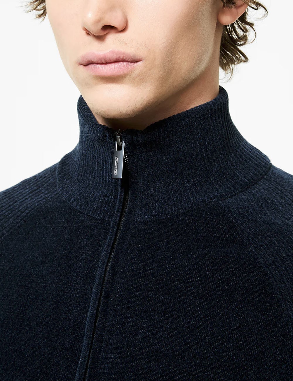 Dolcevita Velvet Full Zip Knit blue black
