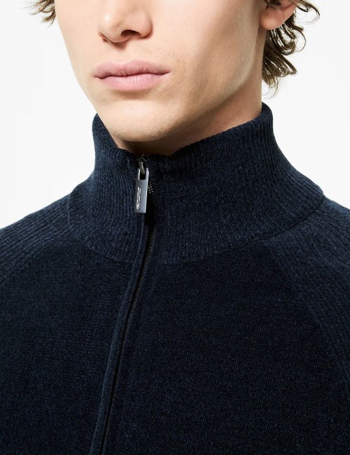 Velvet Full Zip Knit blue black