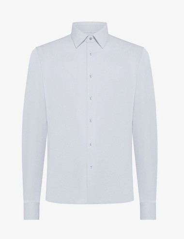 Oxford Jacquard Shirt White Micro Chevron Pattern