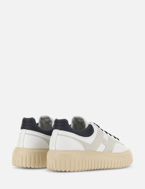Sneakers in nappa H-Stripes Avorio Grigio Blu