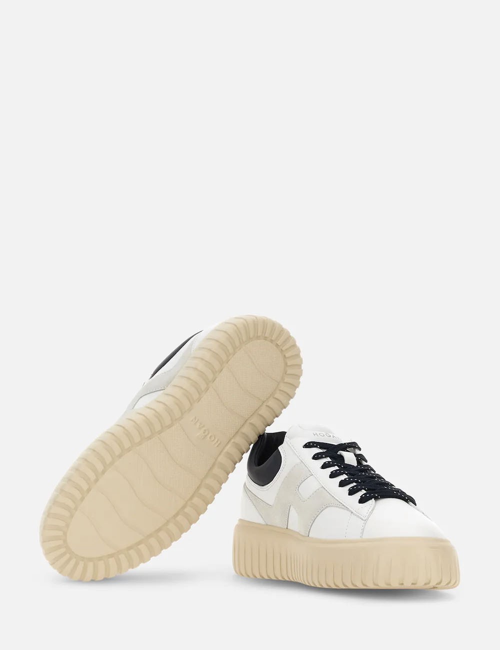 Sneakers in nappa H-Stripes Avorio Grigio Blu