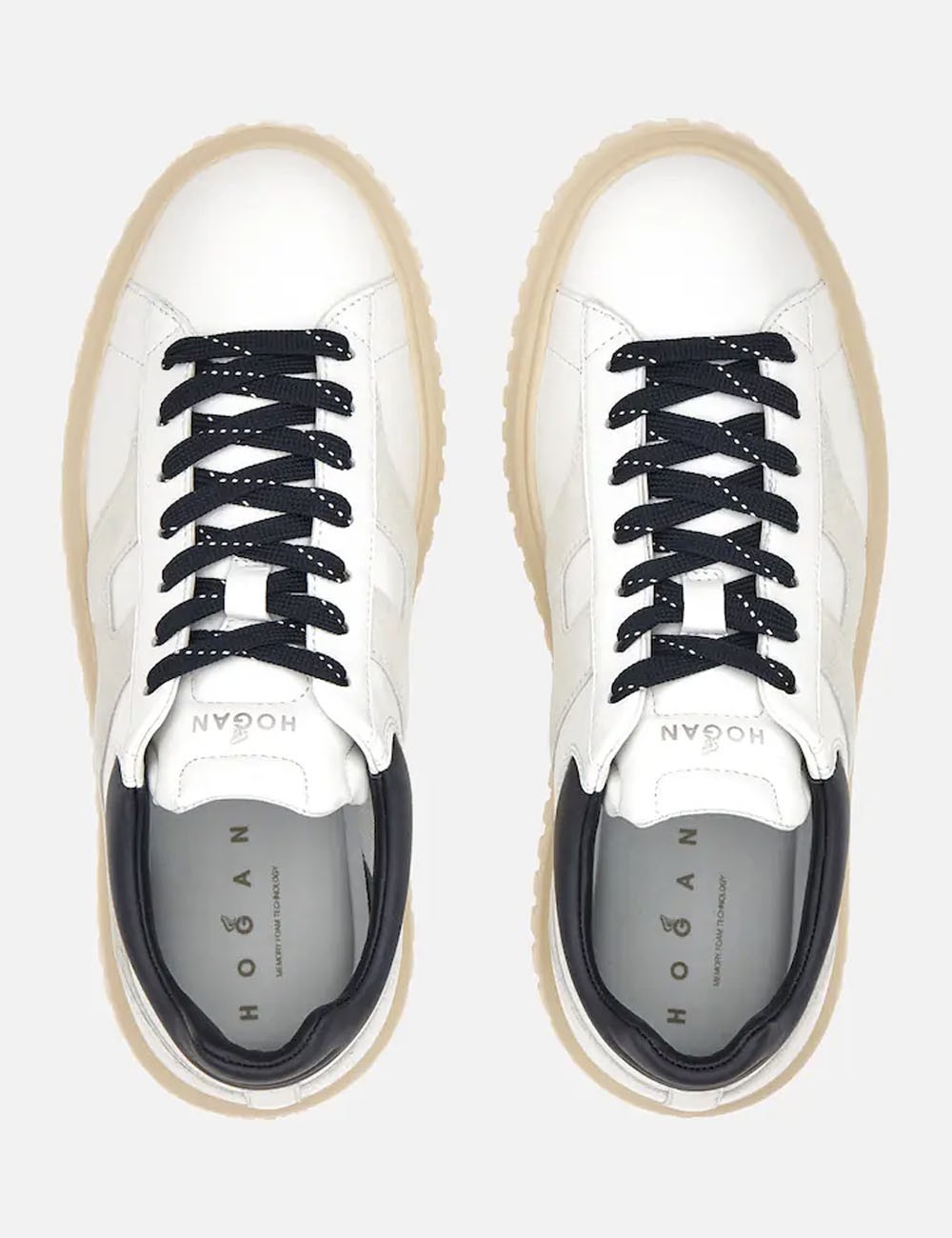 Sneakers in nappa H-Stripes Avorio Grigio Blu