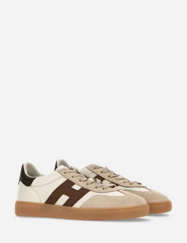 Sneakers in leather Cool Ivory Beige Brown