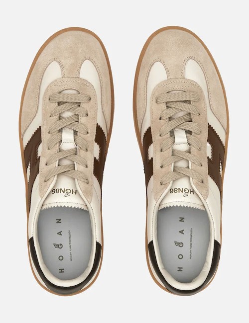 Sneakers in pelle Cool Ivory Beige Brown