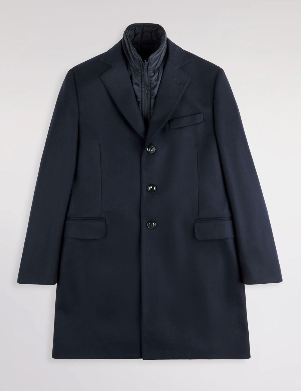 Double Coat in Wool and Cashmere Fabric Blue