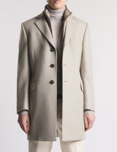 Double Coat in Panno di Lana e Cashmere beige