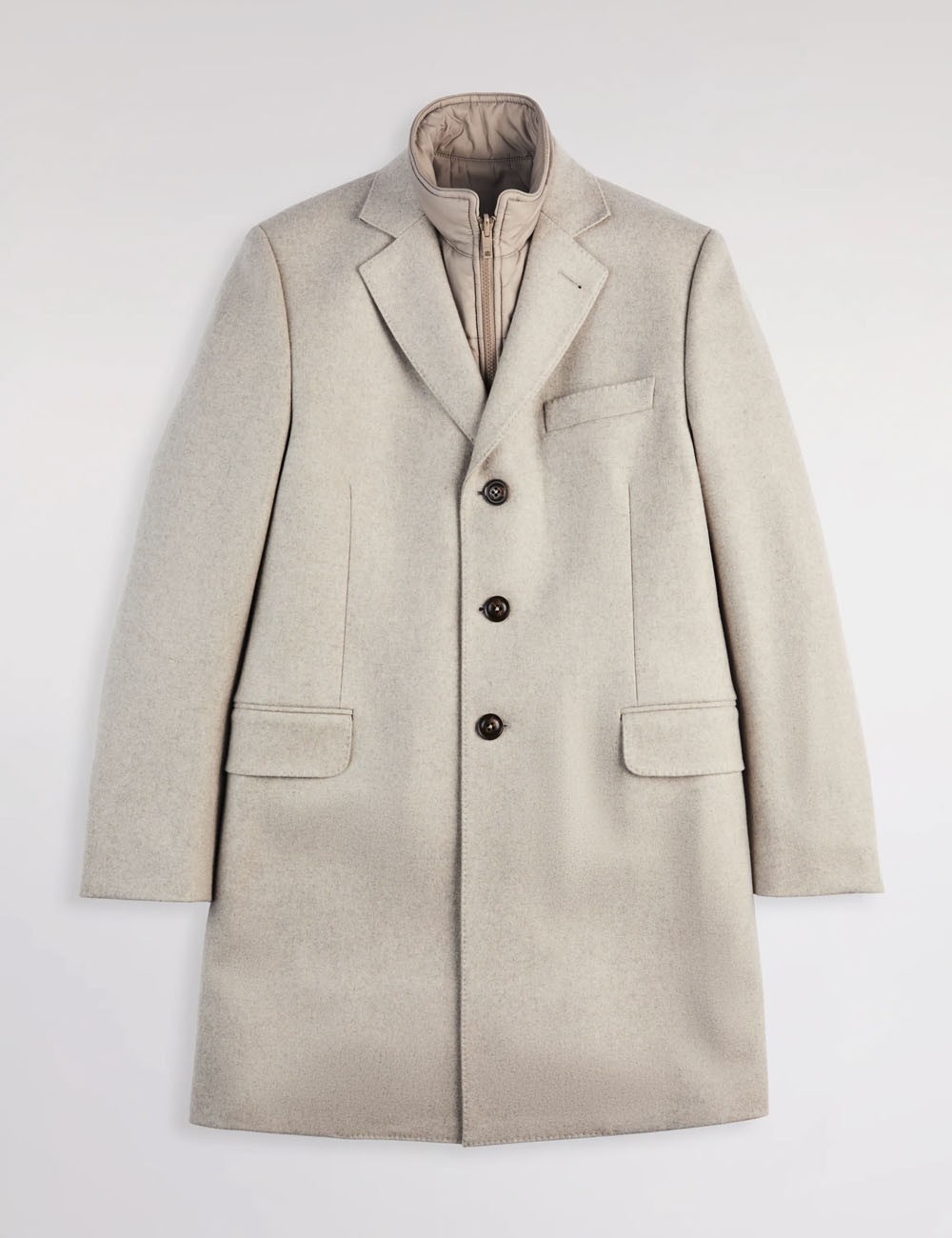 Double Coat in Wool and Cashmere Fabric Beige