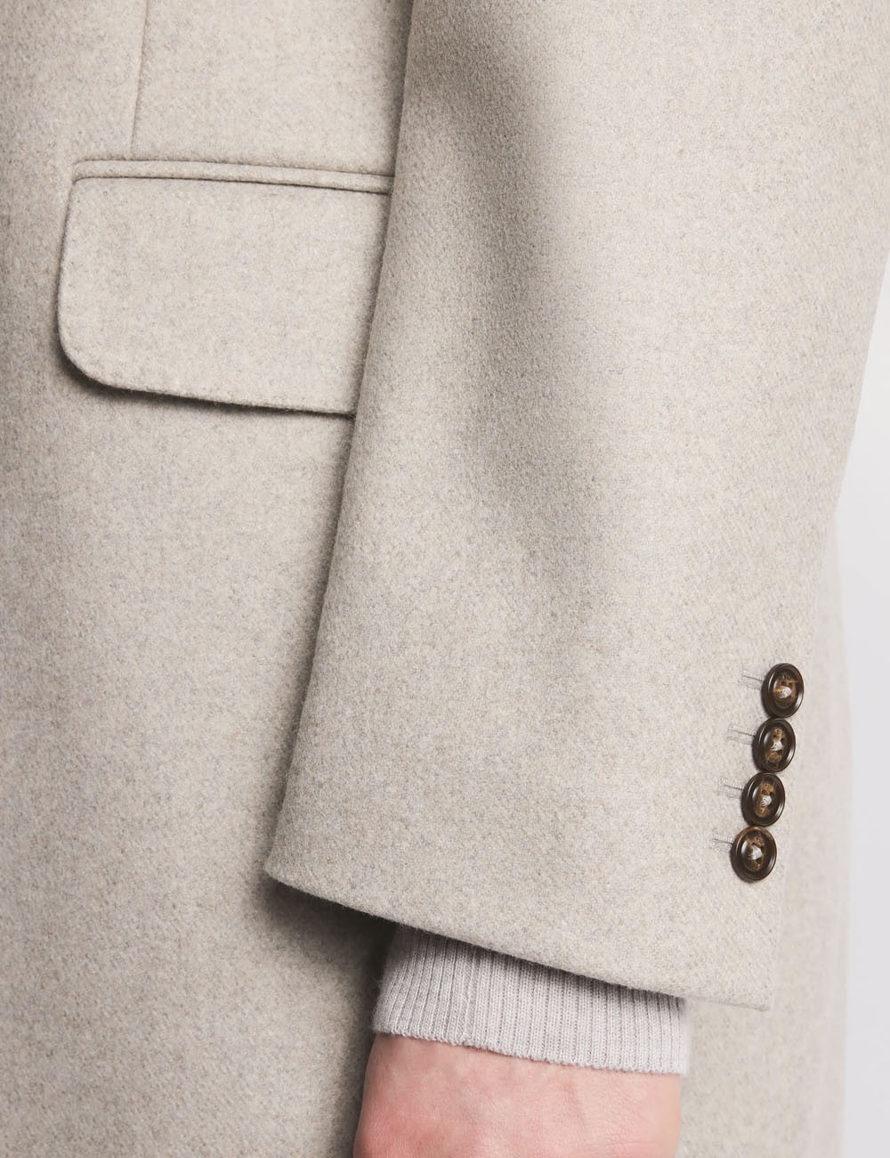 Double Coat in Wool and Cashmere Fabric Beige