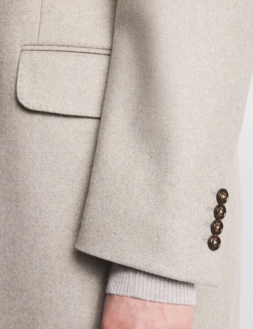Double Coat in Wool and Cashmere Fabric Beige