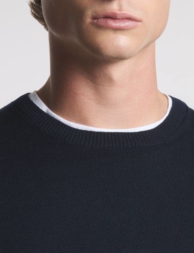 Round-neck Jumper in Wool blue
