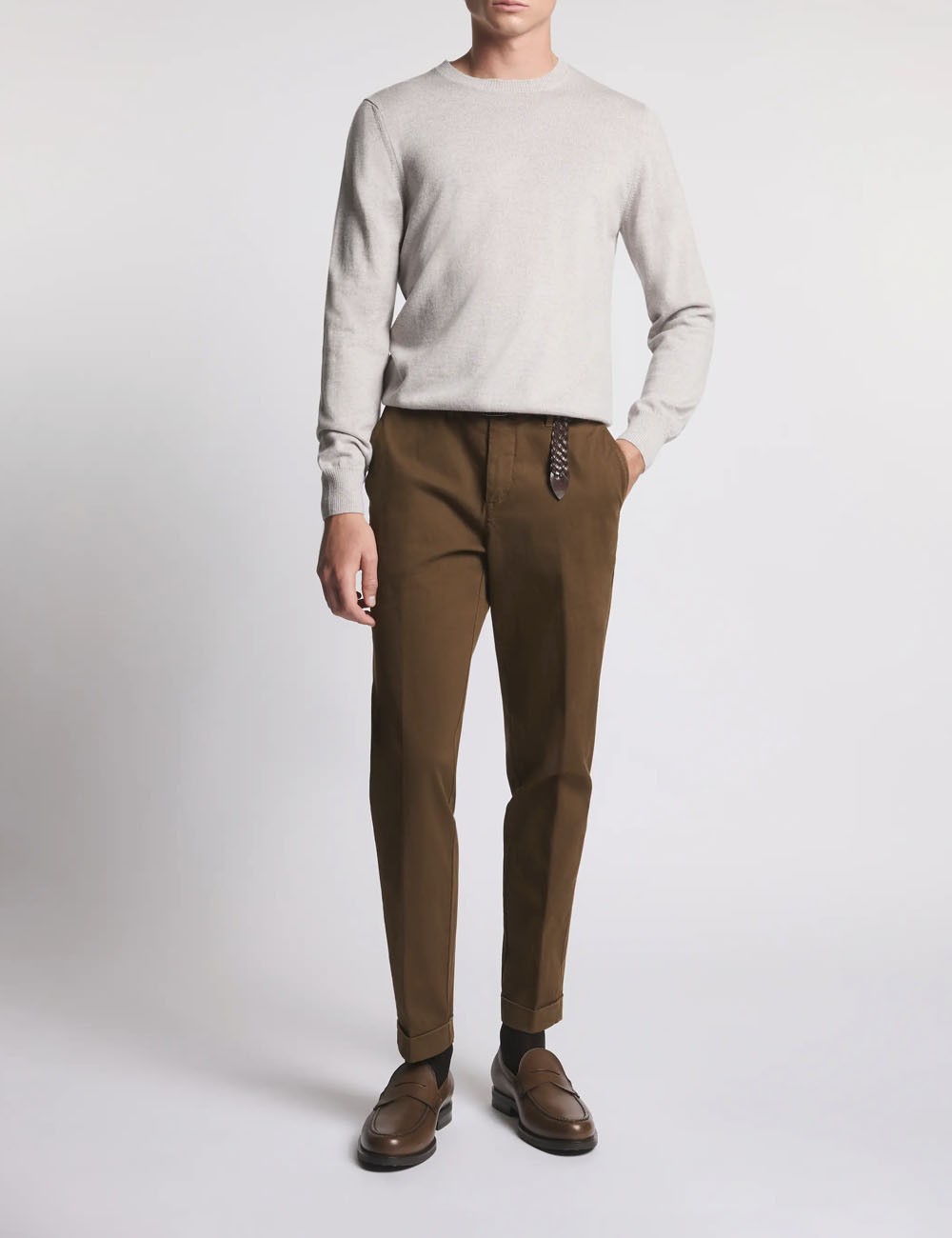 Round-neck Jumper in Wool grey