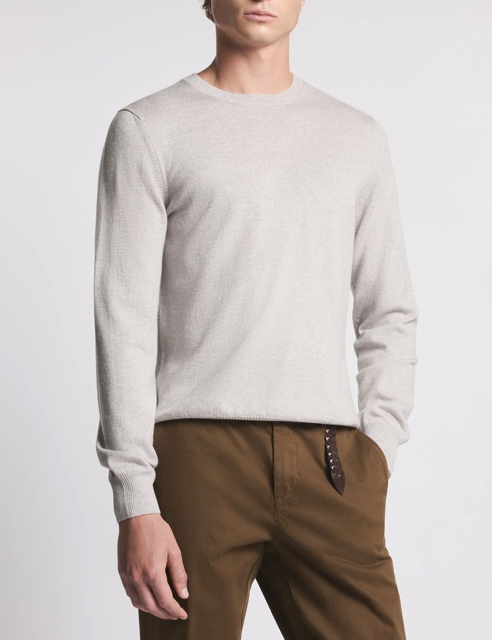 Round-neck Jumper in Wool grey
