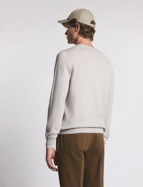 Round-neck Jumper in Wool grey