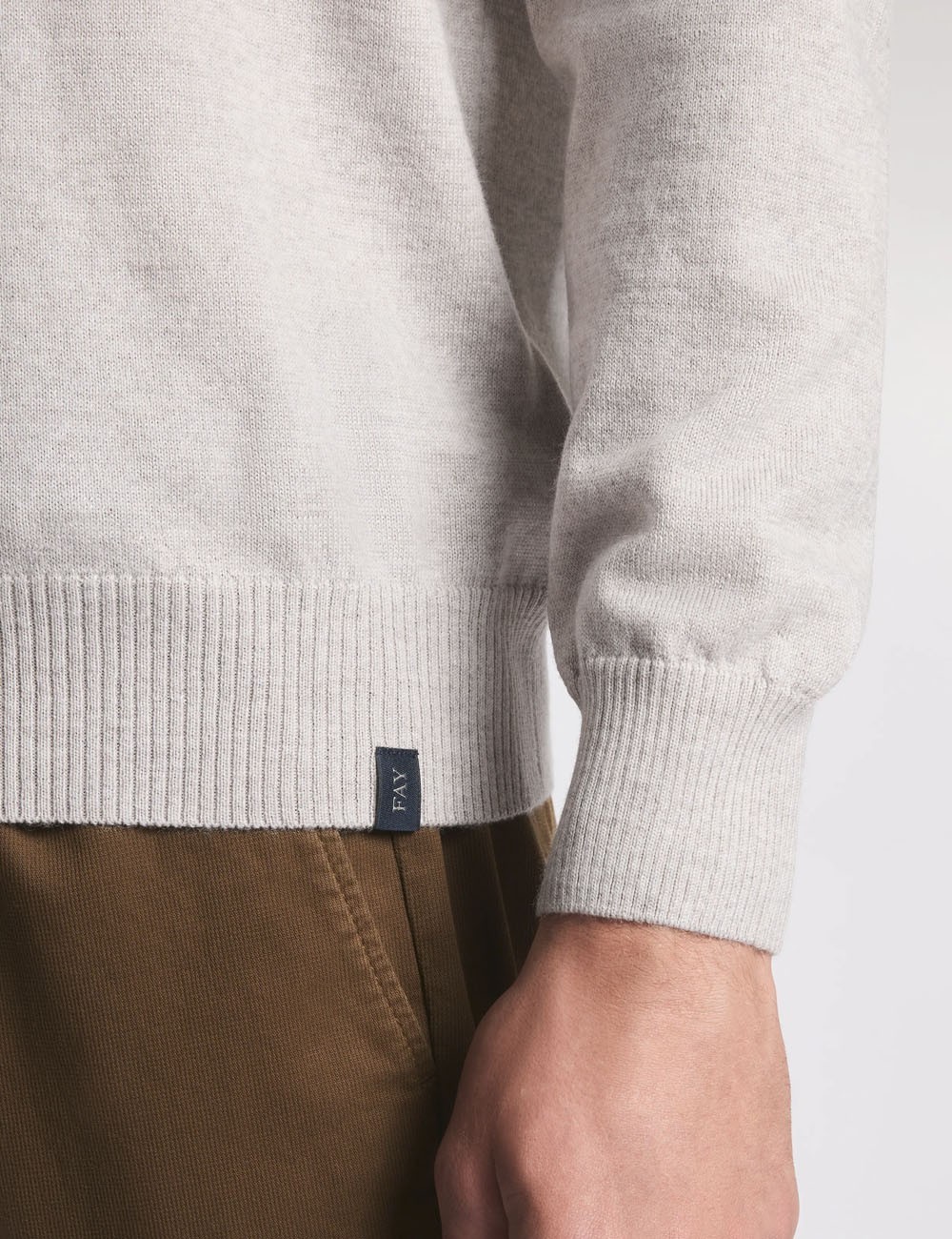 Round-neck Jumper in Wool grey