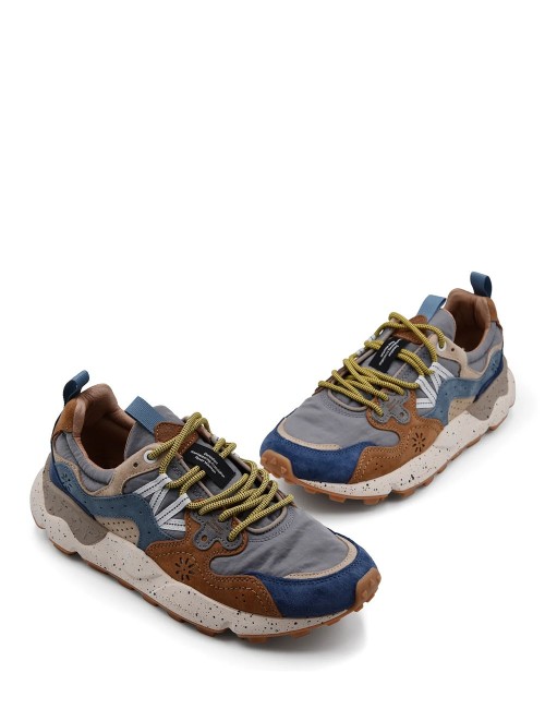 SNEAKERS YAMANO 3 MAN SUEDE BROWN-DEEP PETROL-LIGHT BLUE