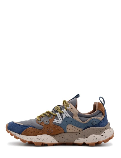 SNEAKERS YAMANO 3 MAN SUEDE BROWN-DEEP PETROL-LIGHT BLUE
