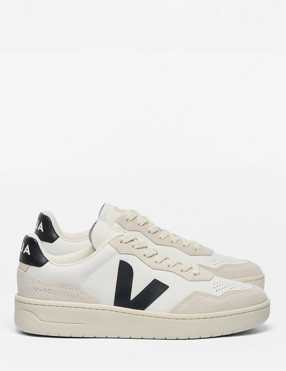 SNEAKERS V-90 LEATHER WHITE BLACK