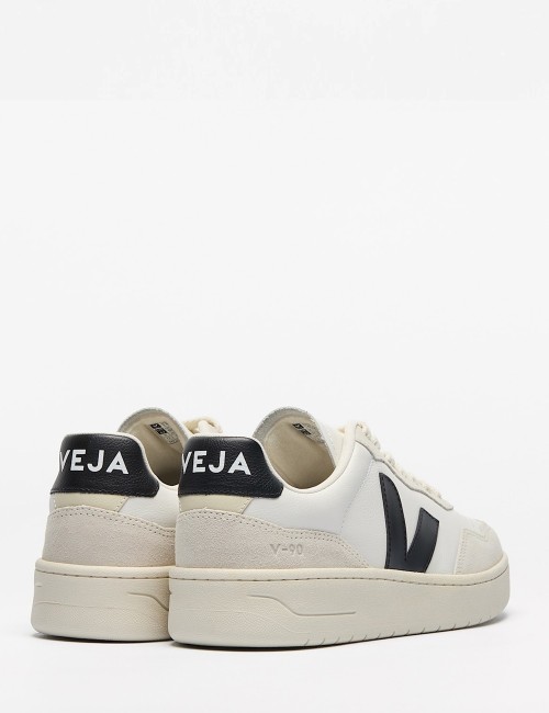 SNEAKERS V-90 LEATHER WHITE BLACK