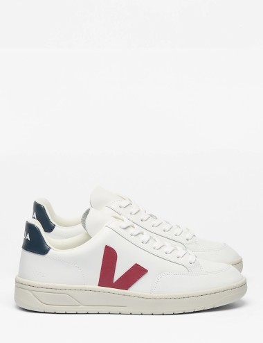 SNEAKERS V-12 LEATHER WHITE MARSALA NAUTICO